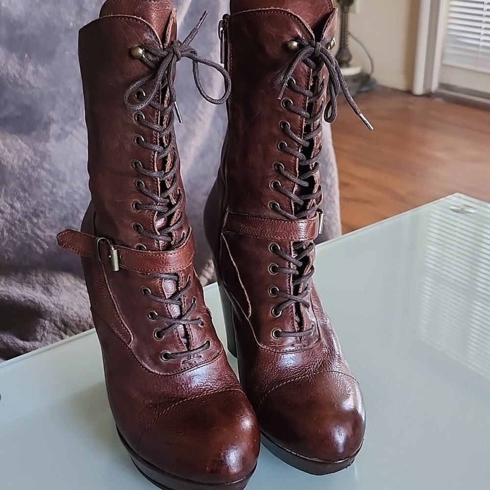 MOMA Italian Leather‎ Whimsigoth Steampunk Witchy Grunge Luxe Corset Boots8.5
